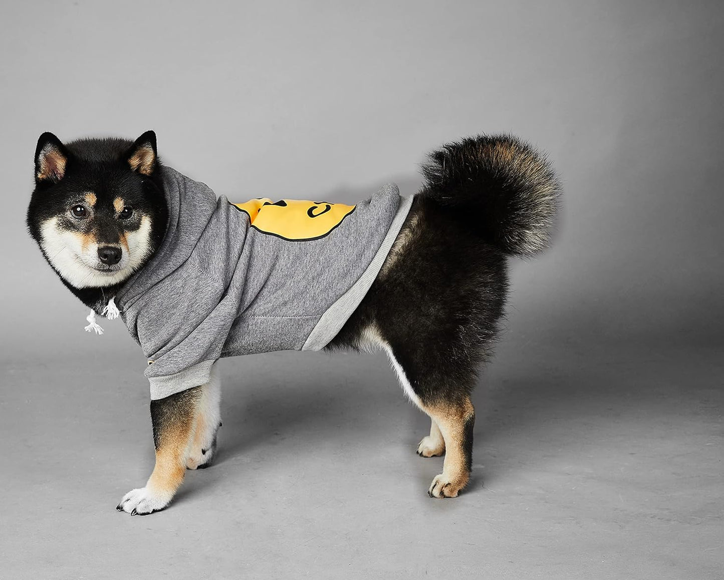 Smiley Face Dog Hoodie – Trendy Cotton Sweatshirt for Dogs & Cats (Grey, X-Large)