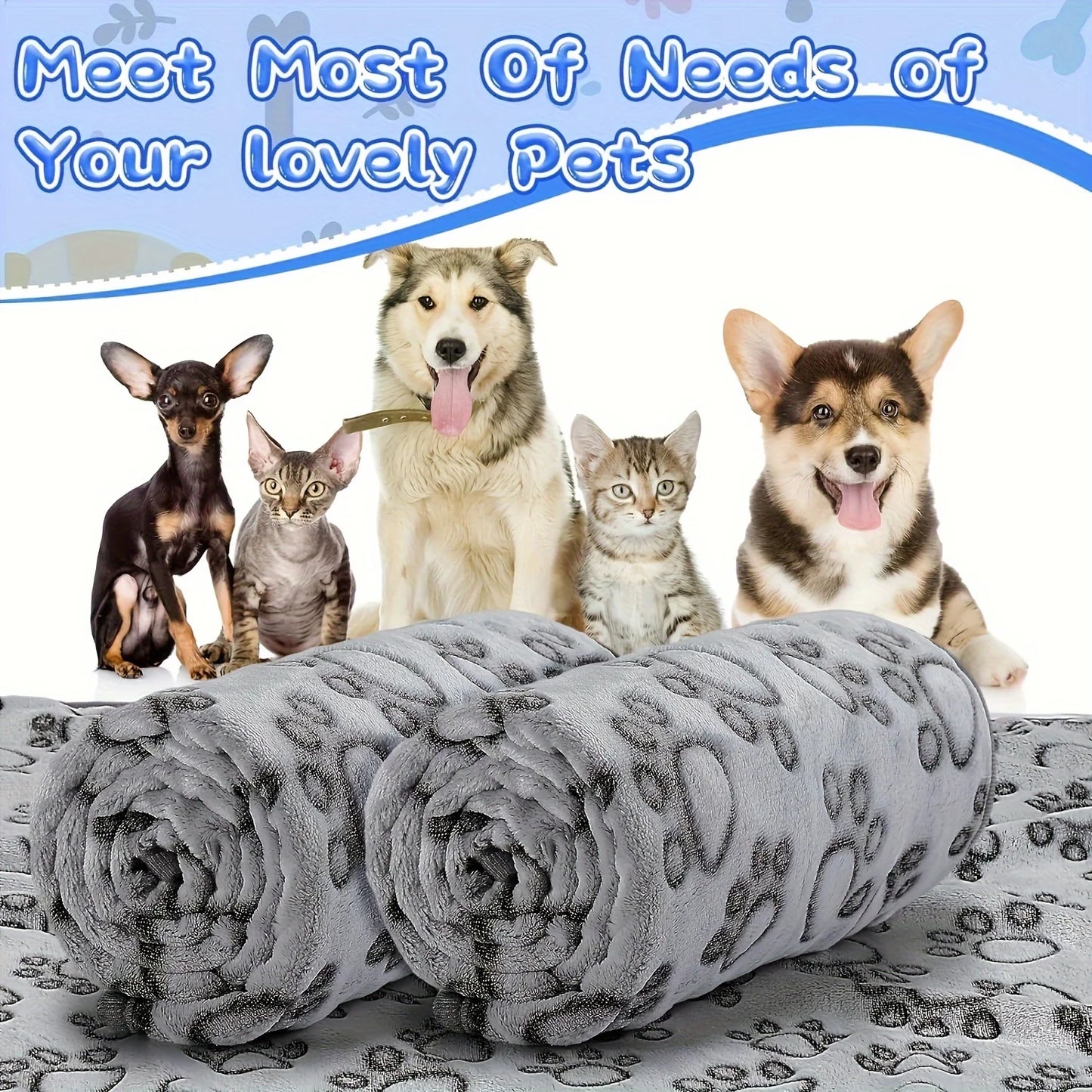 Soft Fluffy Pet Blanket – Warm & Comfortable Cartoon Mat for Cats and Dogs