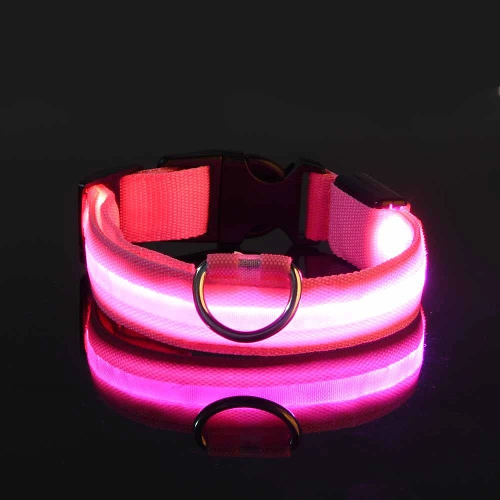 LED Nylon Dog Leash – Glow in the Dark Luminous Collar for Night Safety