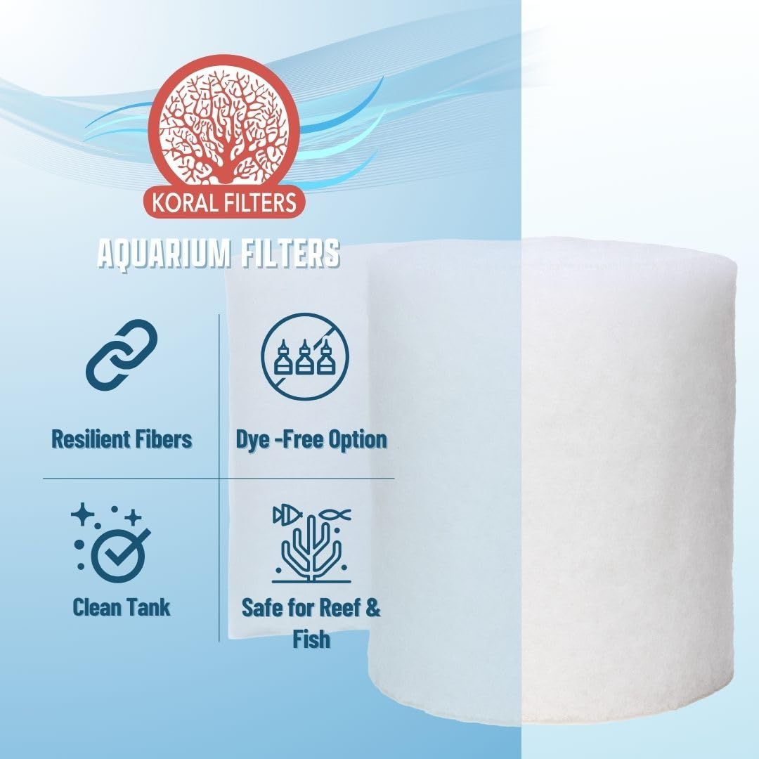 Premium Aquarium Filter Media Pad – Cut-to-Fit Roll, Fresh & Saltwater Safe, Dye-Free, Made in USA (12"x120"x0.75")