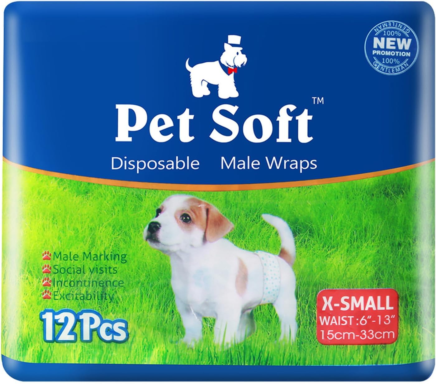 Disposable Male Dog Diapers – 12-Pack, XS Size, Leak-Proof & Comfortable Fit