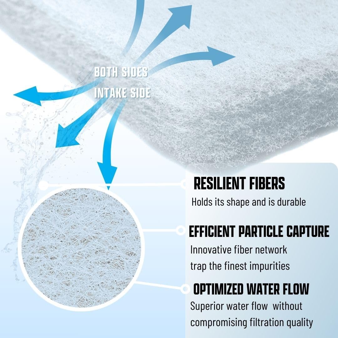 Premium Aquarium Filter Media Pad – Cut-to-Fit Roll, Fresh & Saltwater Safe, Dye-Free, Made in USA (12"x120"x0.75")