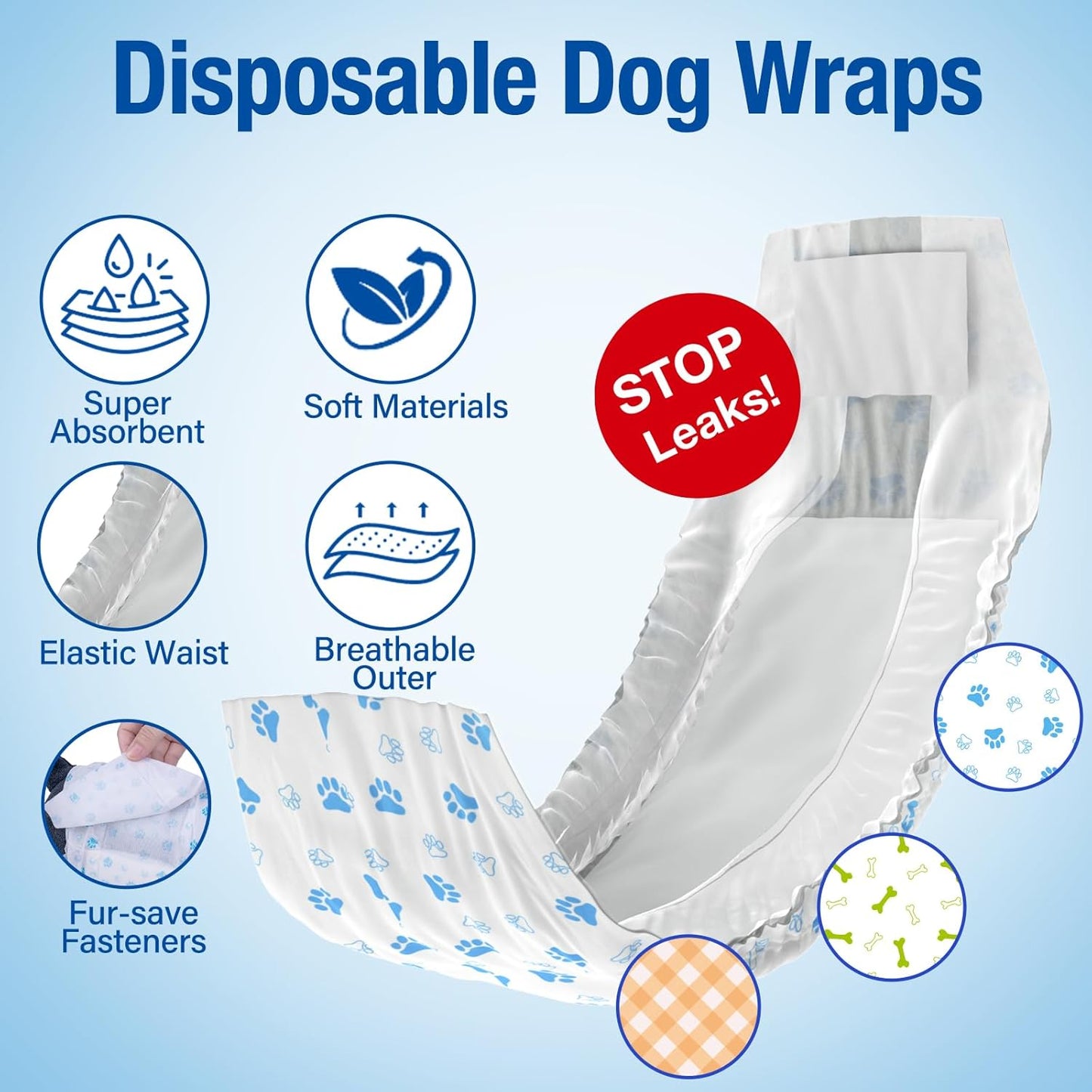 Disposable Male Dog Diapers – 12-Pack, XS Size, Leak-Proof & Comfortable Fit