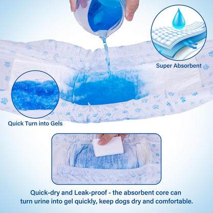 Disposable Male Dog Diapers – 12-Pack, XS Size, Leak-Proof & Comfortable Fit