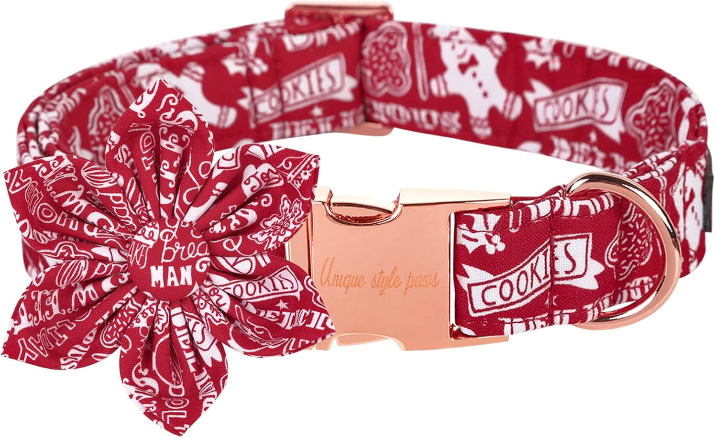 Green Flower Cotton Dog Collar with Bow – Adjustable Collar for Small, Medium & Large Dogs