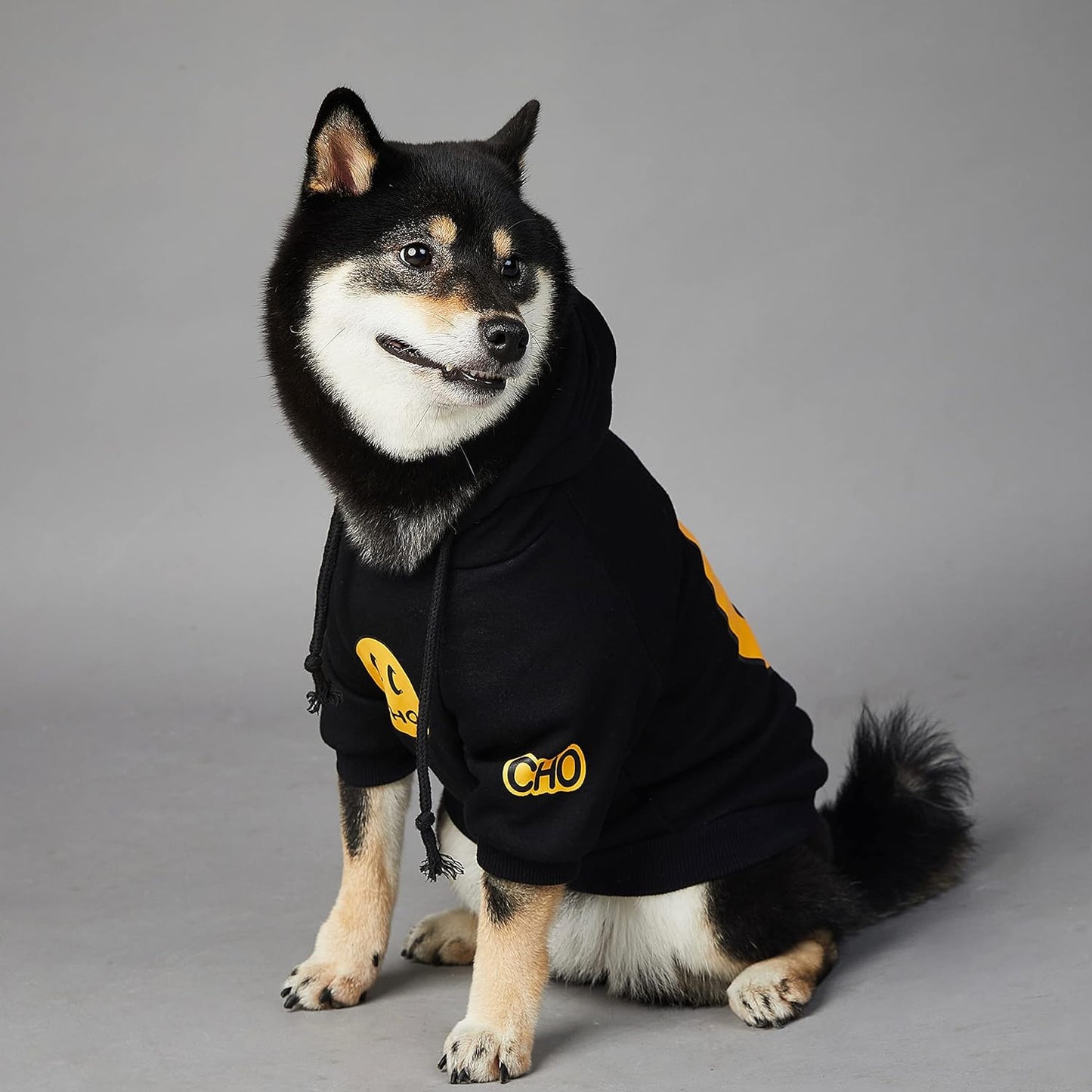 Smiley Face Dog Hoodie – Trendy Cotton Sweatshirt for Dogs & Cats (Black, 2XL)