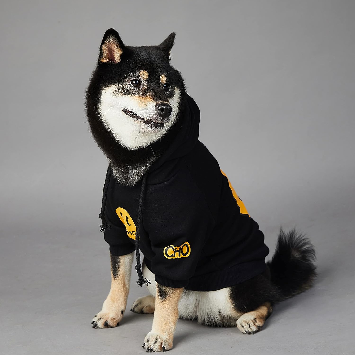 Smiley Face Dog Hoodie – Trendy Cotton Sweatshirt for Dogs & Cats (Black, 2XL)