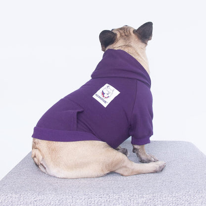 French Bulldog Hoodie – Cozy Sweatshirt for Pugs, Terriers, Corgis & Pitbulls (Dark Purple, Large Plus)