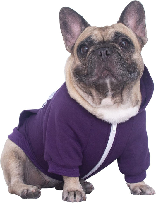 French Bulldog Hoodie – Cozy Sweatshirt for Pugs, Terriers, Corgis & Pitbulls (Dark Purple, Large Plus)